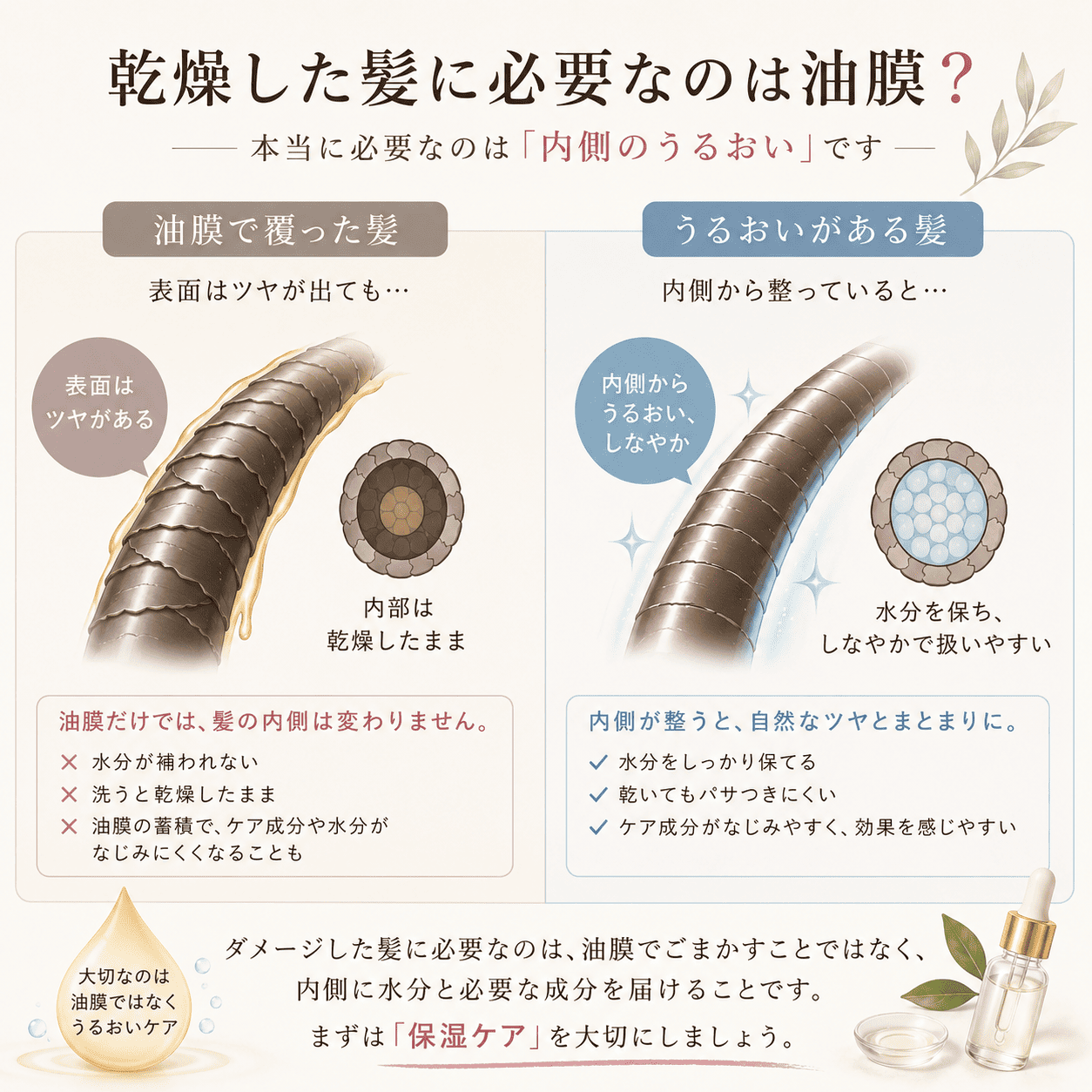 ヘアオイルは髪を守る？「オイル＝油」と考えてみてほしい理由☆